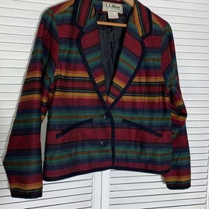 Vintage L.‎ L. Bean Southwestern Striped Blazer Women’s Size Medium